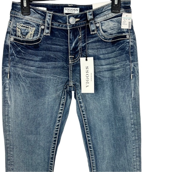 NWT VIGOSS HERITAGE FIT Women’s Blue Jean Capris Sz 2 Medium Wash Stretch Pocket - Picture 2 of 14